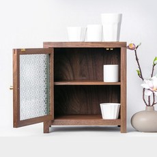 복고풍 찬장 레트로 원목 우드 찻장 빈티지 엔틱 주방 유리 그릇장 차 보관함 옛날 카페, 외경 32x22x35