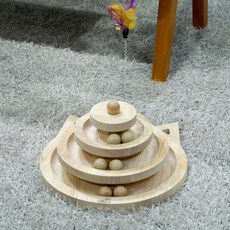 애블리즈 냥냥펀치 토이볼 원목장난감 공놀이 아기고양이 분리불안 사냥놀이 캣볼 움직이는 고양이장난감, 4단 턴테이블