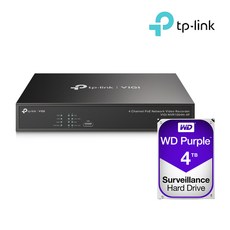 티피링크 VIGI NVR1004H-4P＋4TB HDD 4채널 POE NVR 녹화기 세트, 1개