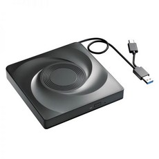 cd롬 ODD 굽기 USB 3.0 휴대용 외장 광학 드라이브 CD DVD + RW 플레이어 리더 버너 노트북 PC 컴퓨터 윈도우 11 10 맥, Black
