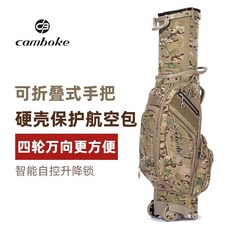 남자골프백 Camboke골프백 항공 겸용 캐디백 확장축소가능 하드커버 남녀 항공팩 4륜 360도회전바퀴, 기본