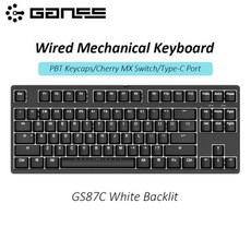 기존 GANSS GS87-C GS108-C 유선 체리 MX 스위치 PBT 키 캡이 있는 기계식 게임용 키보드 게이머 Type-C USB 포트, 체리 MX 실버, GS87C-블랙-LED - gs108mx