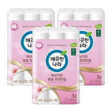 깨끗한나라 New 허브가든 벚꽃 프리미엄 3겹 화장지 30롤 3팩