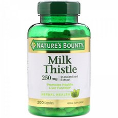 네이처스 바운티 Nature's Bounty 밀크씨슬 250 mg 200 캡슐, 상세설명참조