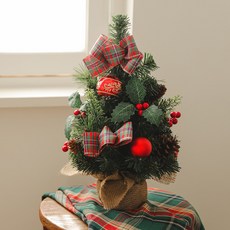 크리스마스 나무 장식 전구 체크 리본 미니 트리 45cm, 체크리본 미니트리