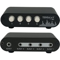 TENEALAY 4방향 3.5mm 스테레오 오디오 스위치 입력 신호 소스 셀렉터 스플리터 박스 라인 볼륨 컨트롤러 포함 (4 in 1 Out / 4 Out) MC41 4415580, 4-port 3.5mm Switch no volume