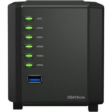 NAS 초고속 프리미엄 고성능 Synology DiskStation DS419slim Compact Desktop Server Marvell Armada 38588F6820 5, 16TB HDD, 1개