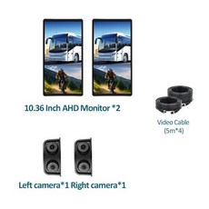 어라운드뷰 모니터 AHD 10.36 인치 BSD 사이드 뷰 수직 터치 스크린 루프 녹화 왼쪽 오른쪽 자동차 트럭 버스 미러용, 2monitor 2cam, 3) 2monitor 2cam, 2monitor 2cam