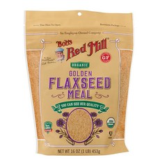 Bobs Red Mill 밥스 레드밀 오가닉 골든 아마씨 밀 453g (지퍼백 NON-GMO 글루텐프리) Organic Golden Flaxseed Meal, 1개