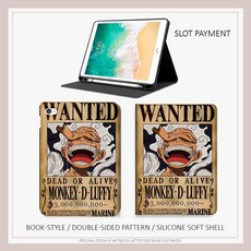 Monkey D. Luffy 원피스 패턴 케이스(펜 슬롯 포함) iPad mini1 2 3 4 5 6 air4 5 10.2 gen7 8 9 2022 pro11 gen10 gen5, Book pen slot