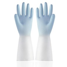 고무 방수 세탁 청소 내구성 건조 식기 세척 장갑 주방, B.L, 3.Dual blue, 1개