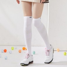  1+1 여자 골프양말 남성용 골프 스타킹 uv차단 골프 무릎 양말 여성 슬림 탄성 스포츠 스타킹 면화 통기성 골프 긴 양말 편안한 부드러운, 원 사이즈-화이트 1 