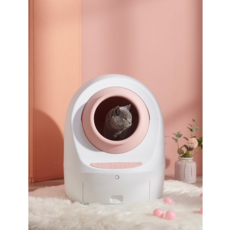 MEET 2세대 반려동물 변기 자동 청소 고양이 스마트 변기통 배변 화장실 밀페식 방취/APP연동 영어버전, 핑크