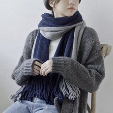 더설렌 투컬러 목도리(네이비+그레이)겨울 니트머플러