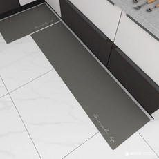 특대형 매트 부엌 싱크대 주방 발매트 PVC 카펫, 그레이 심플 _45cmX200cm