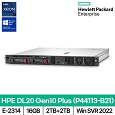 HPE DL20 Gen10 Plus E-2314 AD서버/백신서버/사용자10명미만추천/16G/2TBx2/Win2022스탠다드/P44113-B21