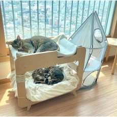 [모던스페셜] 2층 고양이 숨숨집 원목 하우스 박스 가구 침대 케이지 편안한, 침대만