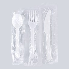 더팩컴퍼니 빙수스푼 포크 나이프 백색(개별포장) 100개/2000개, 1.스푼, 2000개(박스), 2000개