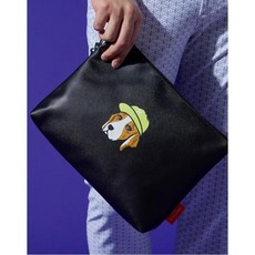 헤지스 골프 여성 20FW [PHIZ] 블랙 피즈 사피아노 가죽 체크핸들 클러치백 HWGF0F963BK, BLACK