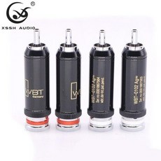 [해외] 4pcs 하이 엔드 0102Ag 실버 도금 XSSH HIFI DIY 황동 도금 로듐 오디오 비디오 커넥터 TV 튜너 RCA 출력 플러그 플러그, as picture show
