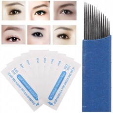 이태리직송 눈썹 문신 바늘 50 PC 수동 마이크로 블레이드 영구 메이크업 바늘 바늘 바늘 아이 브로우, 1, 단일옵션