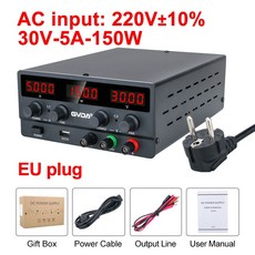 파워서플라이 GVDA USB DC 조정 실험실 전원 공급 장치, 02 30V 5A EU plug, 1.30V 5A EU plug, 1개