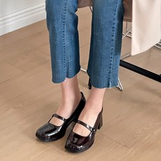 MS어패럴 여성용 벨크로 메리제인 로퍼 청키힐 슈즈