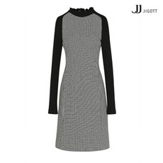 JJ지고트 프릴넥 도트 배색 원피스 GI2A0OP25