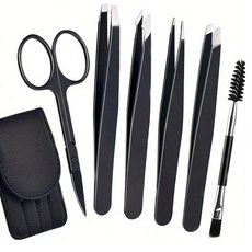 트위저 전문 곡선 가위 남녀 정밀 눈썹 내성 모발, 1.6pcs-black