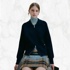 [마리떼] MARITHE FRANCOIS GIRBAUD W CIRCLE LOGO ZIPUP CARDIGAN navy