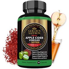 Golden Saffron 100% Organic Apple Cider Vinegar Pills 1800 mg Plus 88.8 Saffron Extract - 2 in 1 Su, One Size, One Color