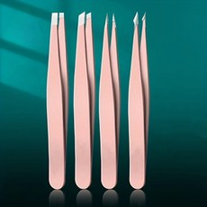 스틸 눈썹 제모 클립 속눈썹 익스텐션 핀셋 메이크업 세트당 4, Pink-1, 1개