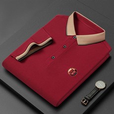 여름 명품 남자 반팔티/자수 카라티 반팔/골프 폴로 티셔츠/100%면반티/패션 폴로 반팔티/남성 데일리 골프 상의/빅사이즈 반팔티, 601 버건디