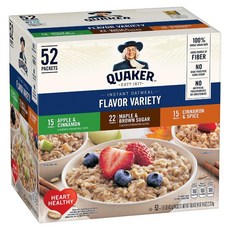 퀘이커 인스턴트 오트밀 52개입 1박스 버라이어티 팩 Quaker Instant Oatmeal Variety Pack (52 ct.), 4개