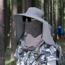 등산 낚시 캠핑 자외선차단 사파리 모자, 다크그레이 다크그레이