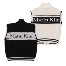 [당일발송] 마뗑킴 스펠 포인트 스트라이프 니트 베스트 조끼 블랙 MATIN KIM SPELL POINT STRIPE KNIT VEST IN BLACK