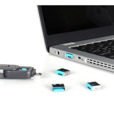 해킹방지용 데이터지키는 스윙형 USB포트 잠금장치(화이트) 복사 마개 차단, 커넥터 추가(5개입) 블루, 1개
