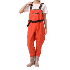 스토리원 감성 파스텔 컬러 가슴장화 낚시 해루질 장화 SH-RBT-PVC104, 230, 오렌지