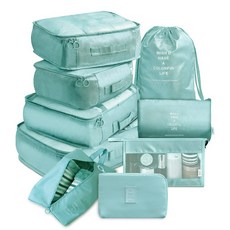 두꺼운 능직 여행용 보관 가방 9 피스 여행용 가방 의류 하위 패키지 지 플락 옷장 가방 메이크업 주최자