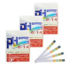 행복한농부 pH시험지(0-14) 스틱형(100장) 3박스 pH meter 리트머스 산도 수질측정종이 페이퍼, 단일수량