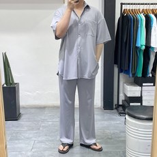 스판쿨아이스반팔셔츠밴딩와이드팬츠세트셋업4컬러