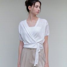 아워코모스 comos 1171 wrap ribbon knit cardigan (white)