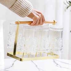 우드 손잡이 컵걸이 컵 거치대 정리대, 1개, 골드