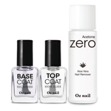 오즈네일 매니큐어 기초탄탄 네일 3종 세트 논아세톤 리무버100ml+베이스코트+탑코트 8ml, 1개, 베이스&탑&네일 리무버 매니큐어 3종 세트 1개, 베이스&탑&네일 리무버 매니큐어 3종 세트