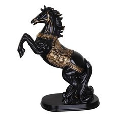 GHSHOP 현대 말 동상 수지 입상 수집 가능한 조각 예술 공예 풍수 홈 테이블 사무실 장식, 검은색