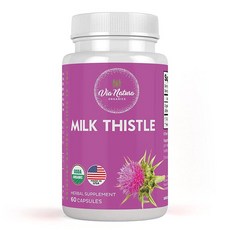 Via Natura Organics 밀크 씨슬 캡슐 1000mg 유기농 허브 보충제 60캡슐, 60정, 1개