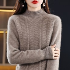 캐시미어니트 여성 오르도스산 겨울 100%캐시미어 순수 캐시미어 반폴라 두꺼운 스웨터
