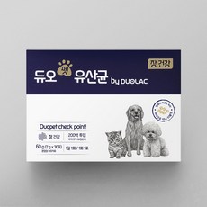 [듀오락]강아지 고양이 유산균 듀오펫 30포(30일분) 1개 / 반려동물 장건강, 60g - 이뮤펫강아지유산균30포