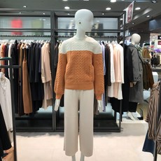 주크 백화점동일상품 데일리로 입기 좋은 투톤 배색 꽈배기 니트 Z194KSK020
