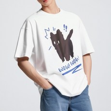 티니플럼모드 커플티 고양이 반팔티셔츠